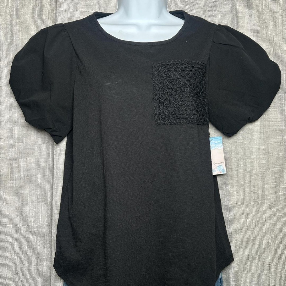 Women's Black Shirt with puff sleeves